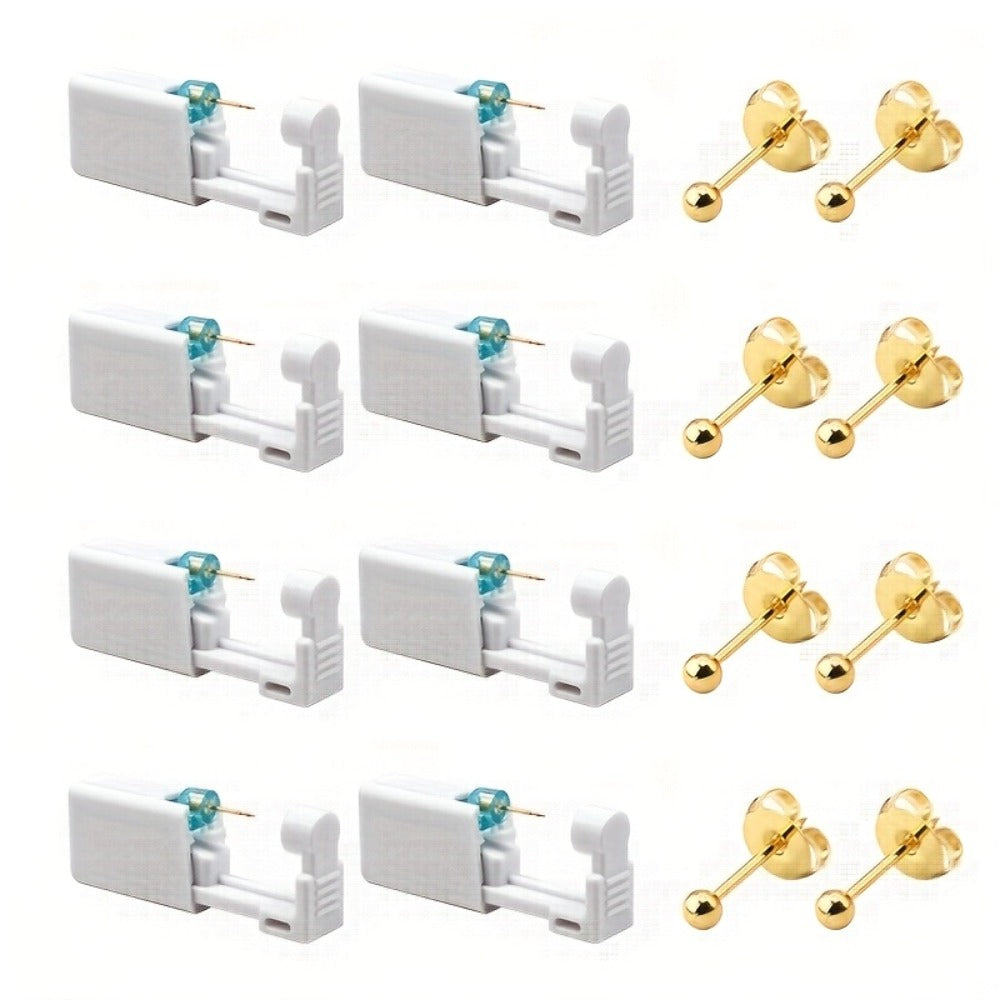 Ear Piercing Kit ¨C 8 PCS Disposable Self Piercing Gun with 316 Stainless Steel Earrings, Safe & Easy Home Ear Piercing Tool for Family & Party Use