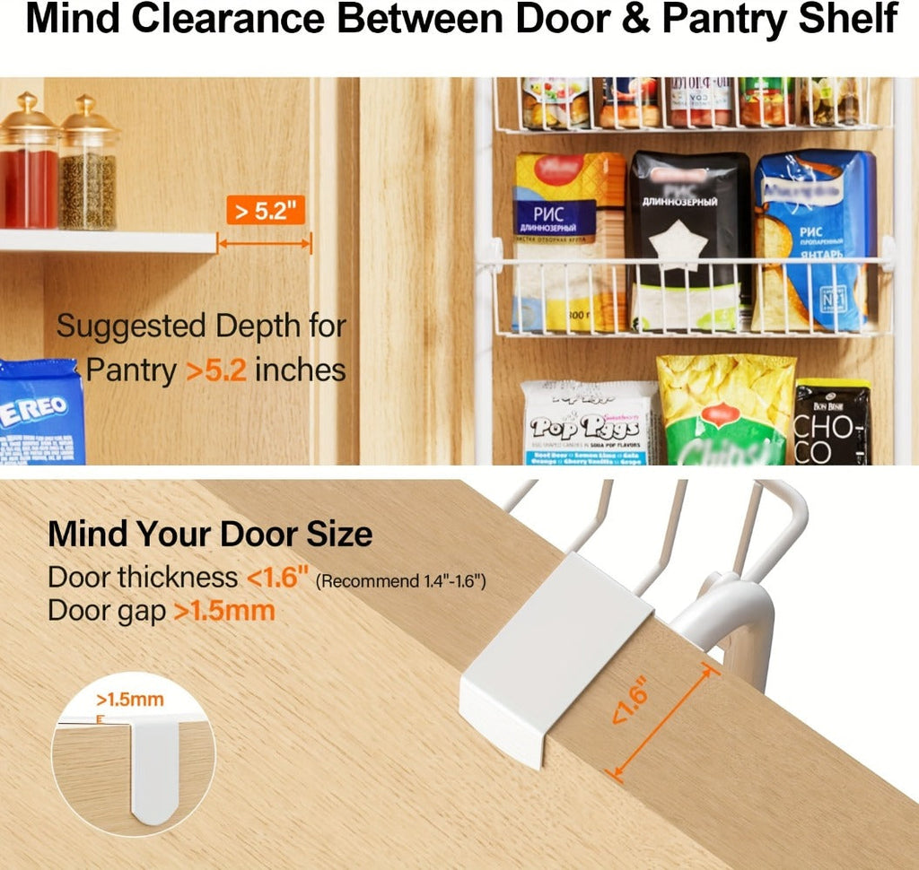 Over-the-Door Metal Organizer Rack 6 & 8 Tier ¨C Pantry Storage, Spice Rack, Kitchen Cabinet Organizer, Holds Up to 80 Lbs