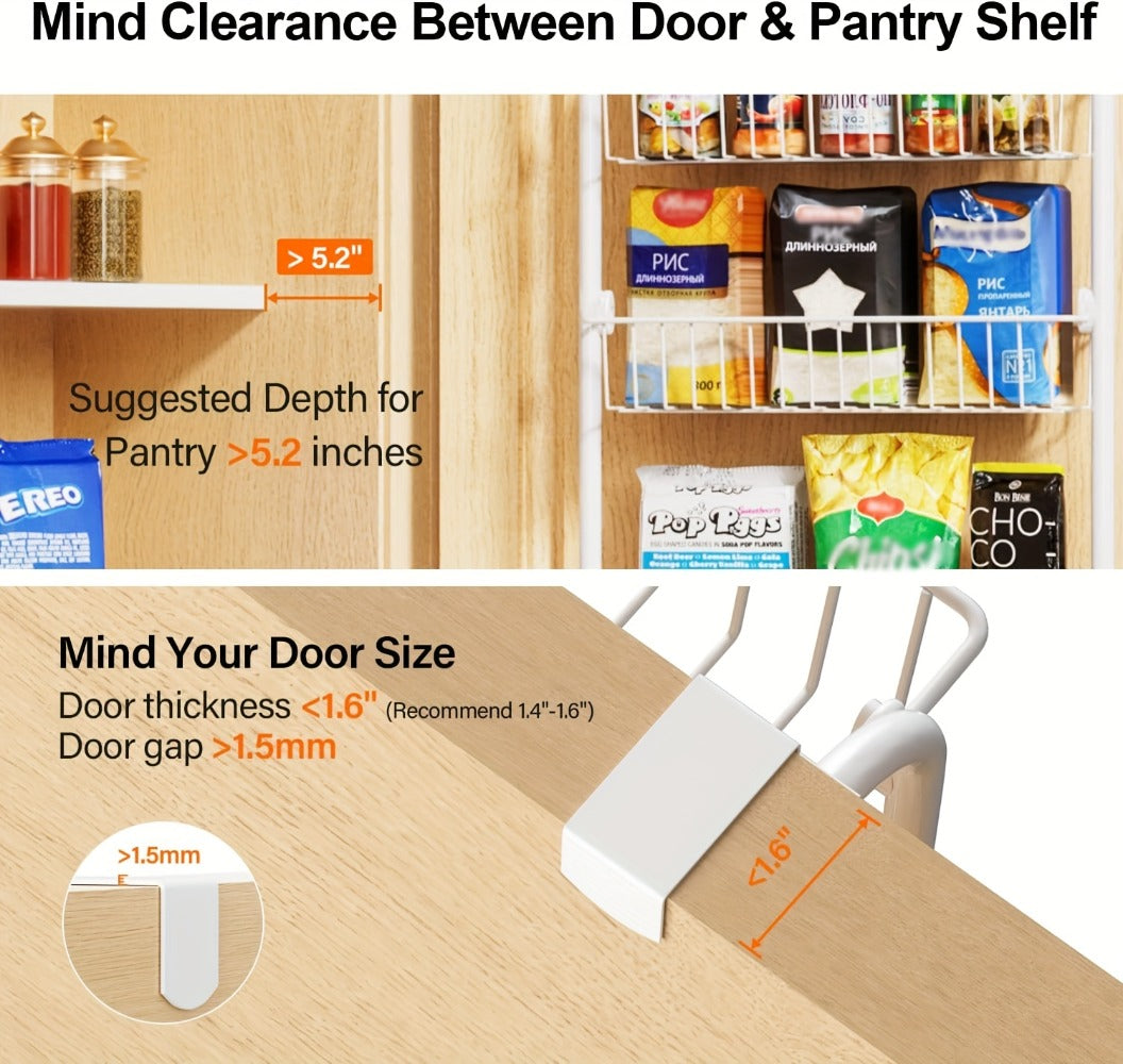 Over-the-Door Metal Organizer Rack 6 & 8 Tier ¨C Pantry Storage, Spice Rack, Kitchen Cabinet Organizer, Holds Up to 80 Lbs