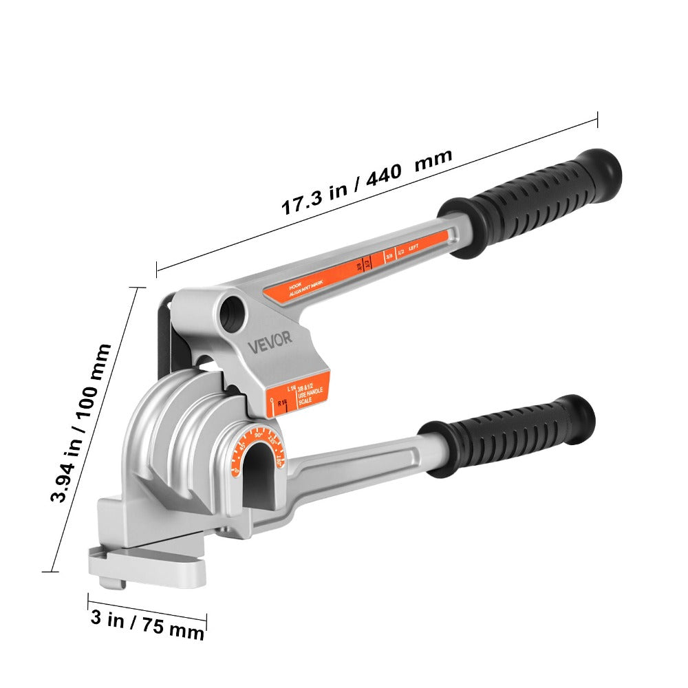 Pipe Tube Bender 3-in-1 Lever Type, Fits 1/4¡± 3/8¡± 1/2¡± O.D. Tubes, 0-180¡ã Bending, Aluminum Alloy Lightweight Portable Tube Bender for Copper Aluminum HVAC Automotive DIY Plumbing Repair