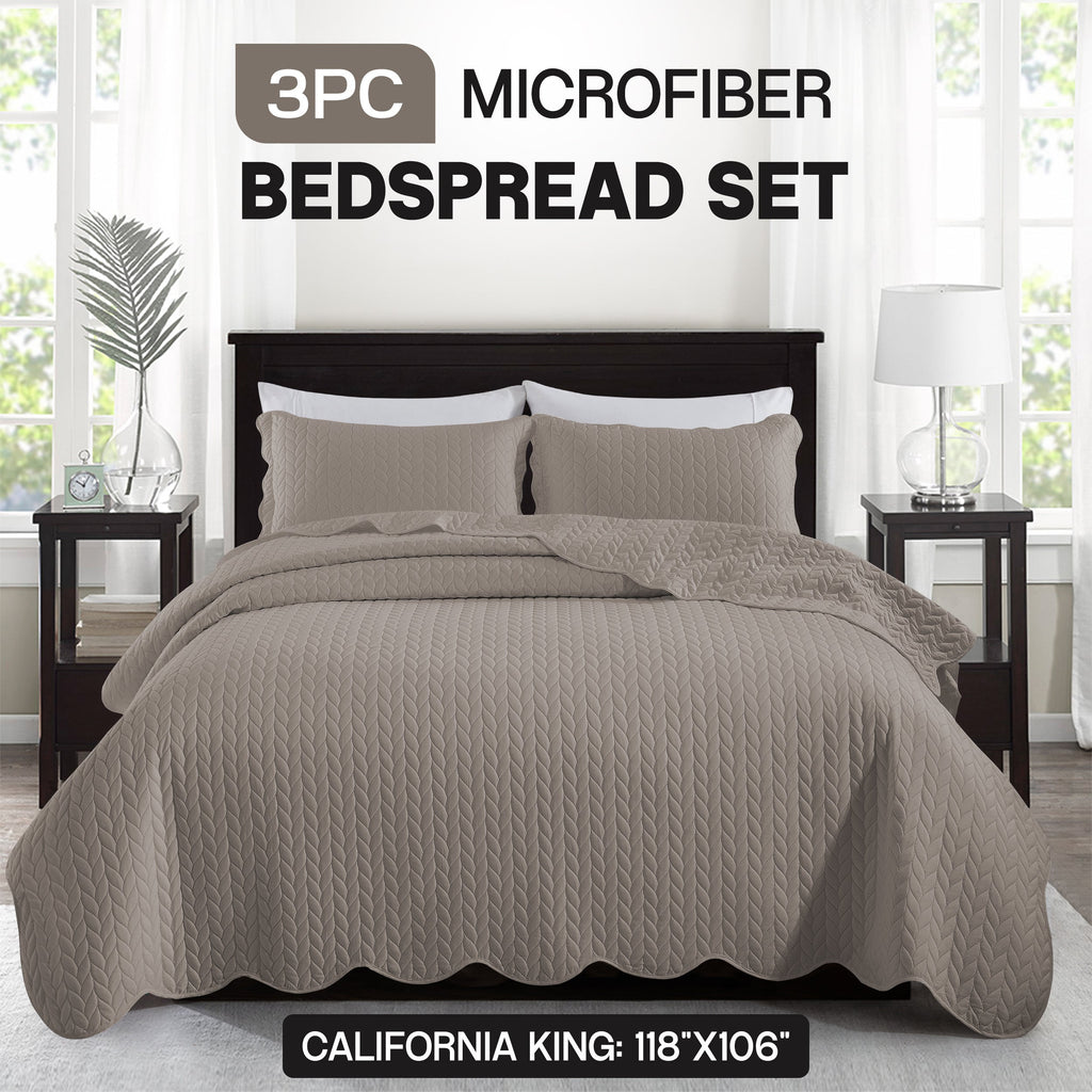 Bedspread Set 3-Piece Microfiber Floral Coverlet with Pillow Shams - Soft Breathable Lightweight All-Season Bed Cover for Queen King Twin California King
