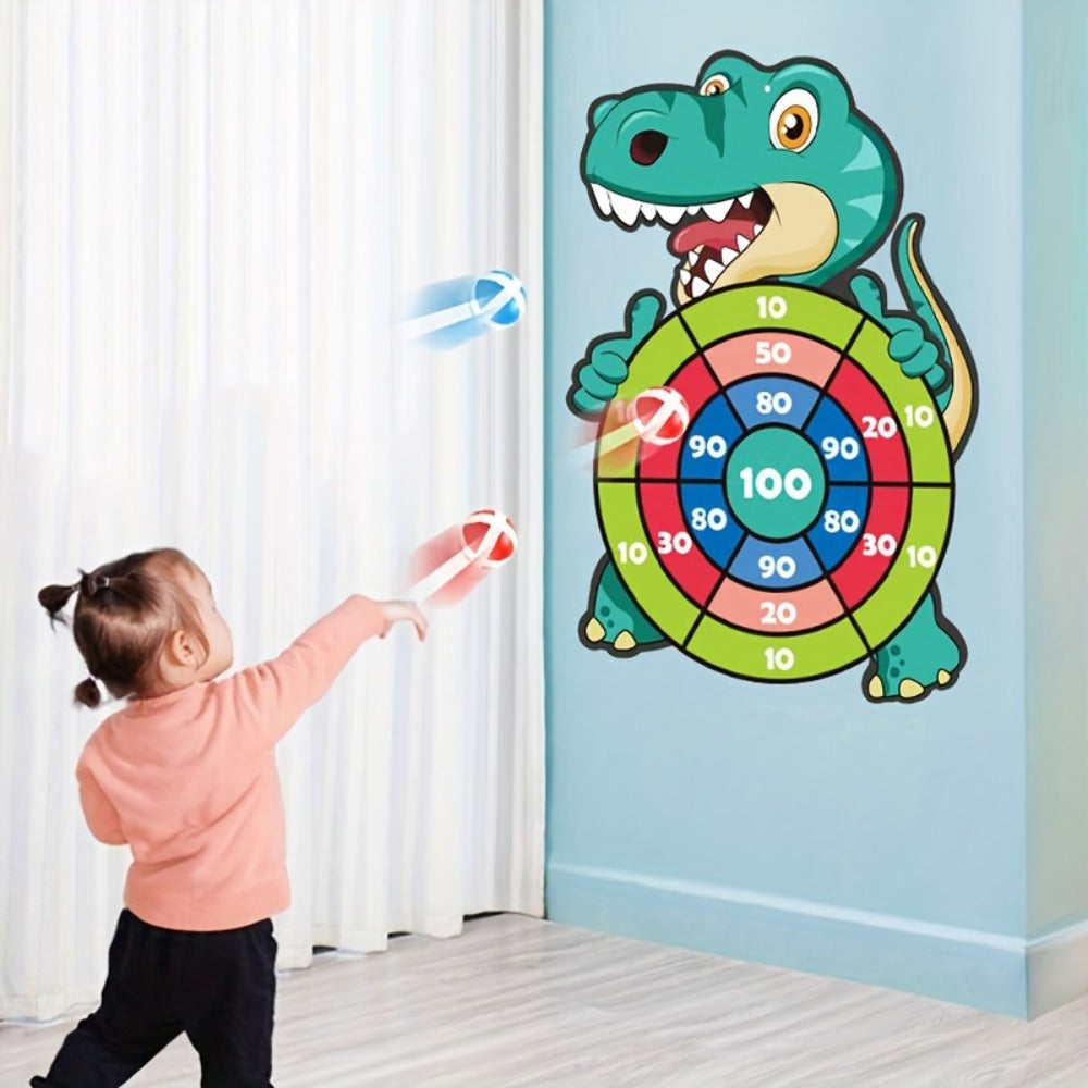 Dinosaur Sticky Target Ball Set with Blue Bow ¨C Multiple Game Modes, Party Favor for Kids, Safe & Durable Fun Toy Gift for Her & Him