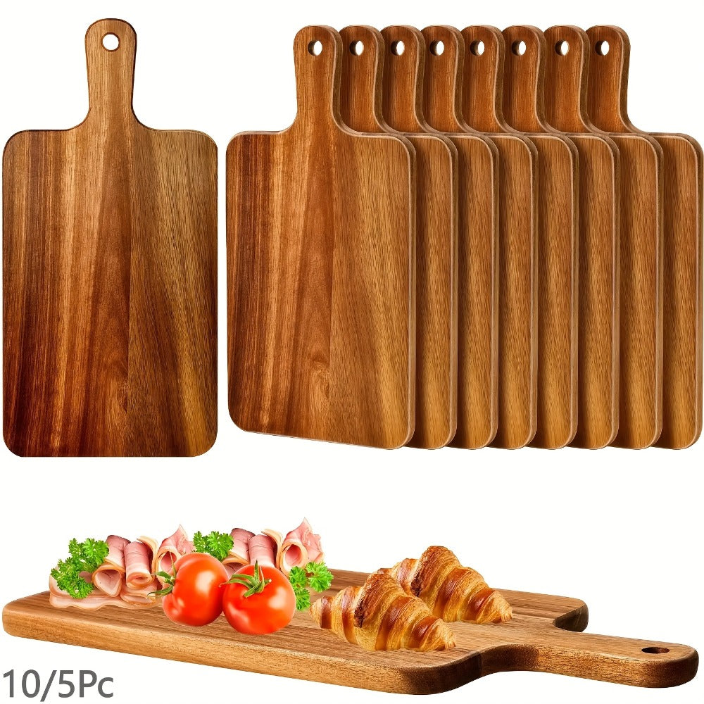 Acacia Wood Cutting Board Set with Handle ¨C Large 15.7x7.8 Inch Kitchen Chopping Boards for Vegetables, Meat & Cheese, Dishwasher Safe, Durable Food Prep Board for Home Chefs, 5-Pack or 10-Pack