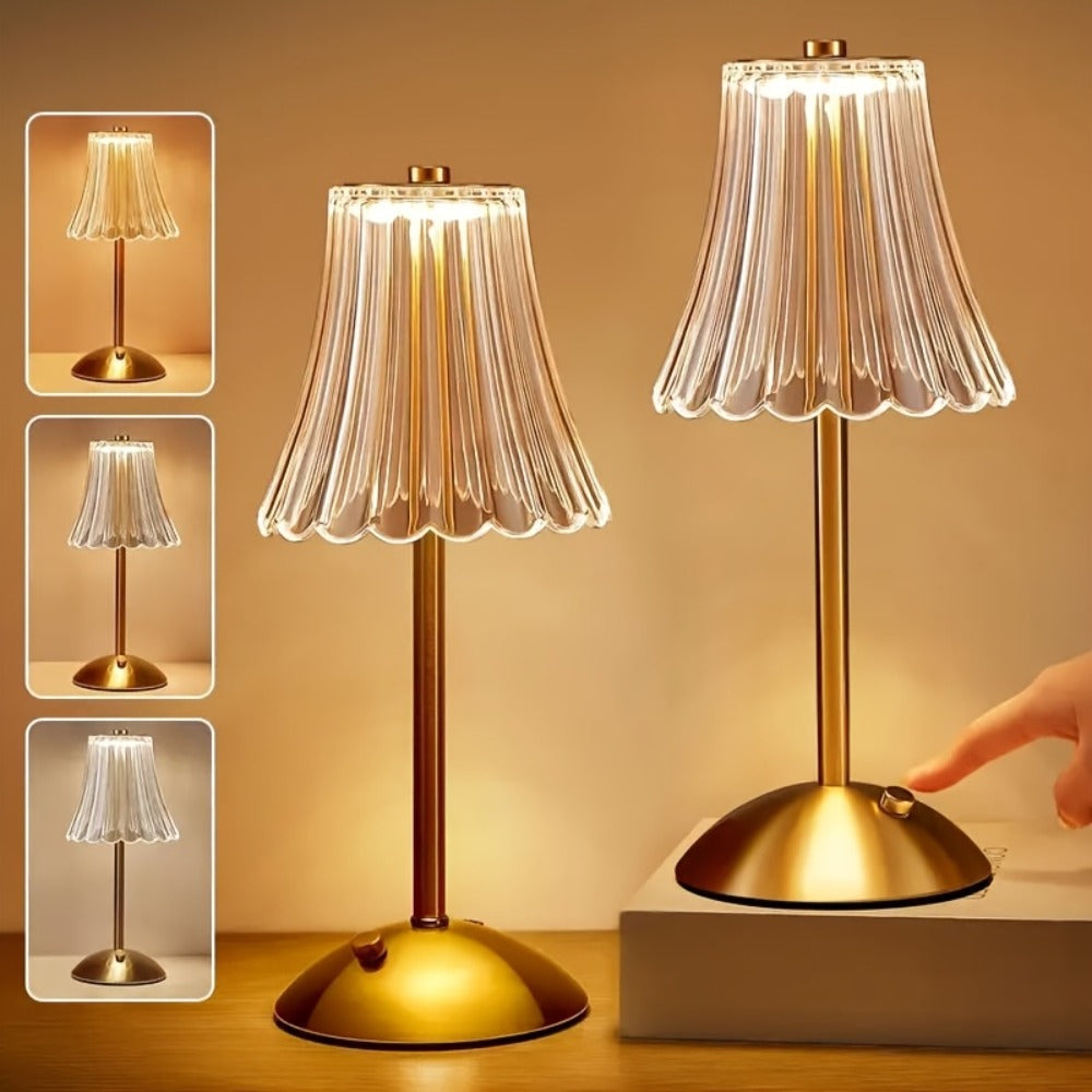 Crystal LED Table Lamp Vintage USB Rechargeable 3 Color Dimmable Touch Control Bedside Night Light for Bedroom Living Room Office Reading Relaxation Ambiance Modern Desk Lamp 1pc or 2pcs
