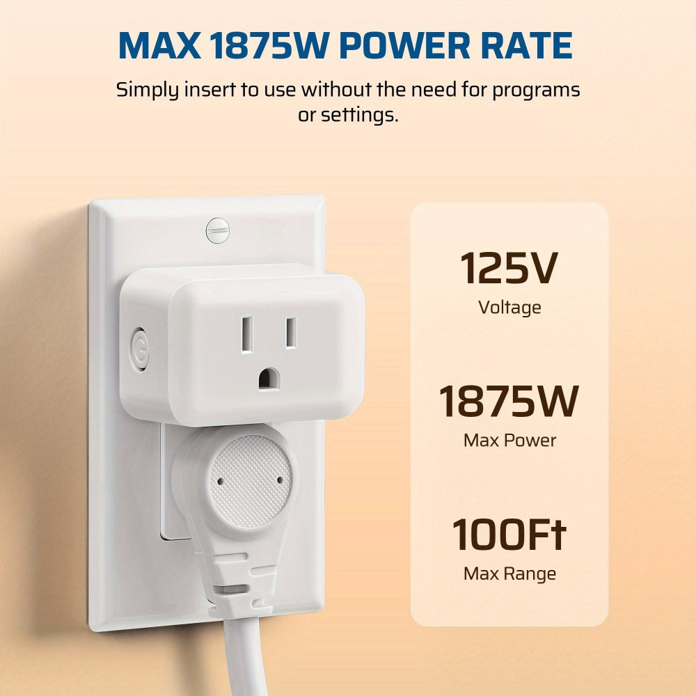 Wireless Remote Control Outlet Switch 100ft RF Range Programmable Expandable Plug-in Remote Light Switch No Wiring for Lamps Fans Appliances Indoor Use