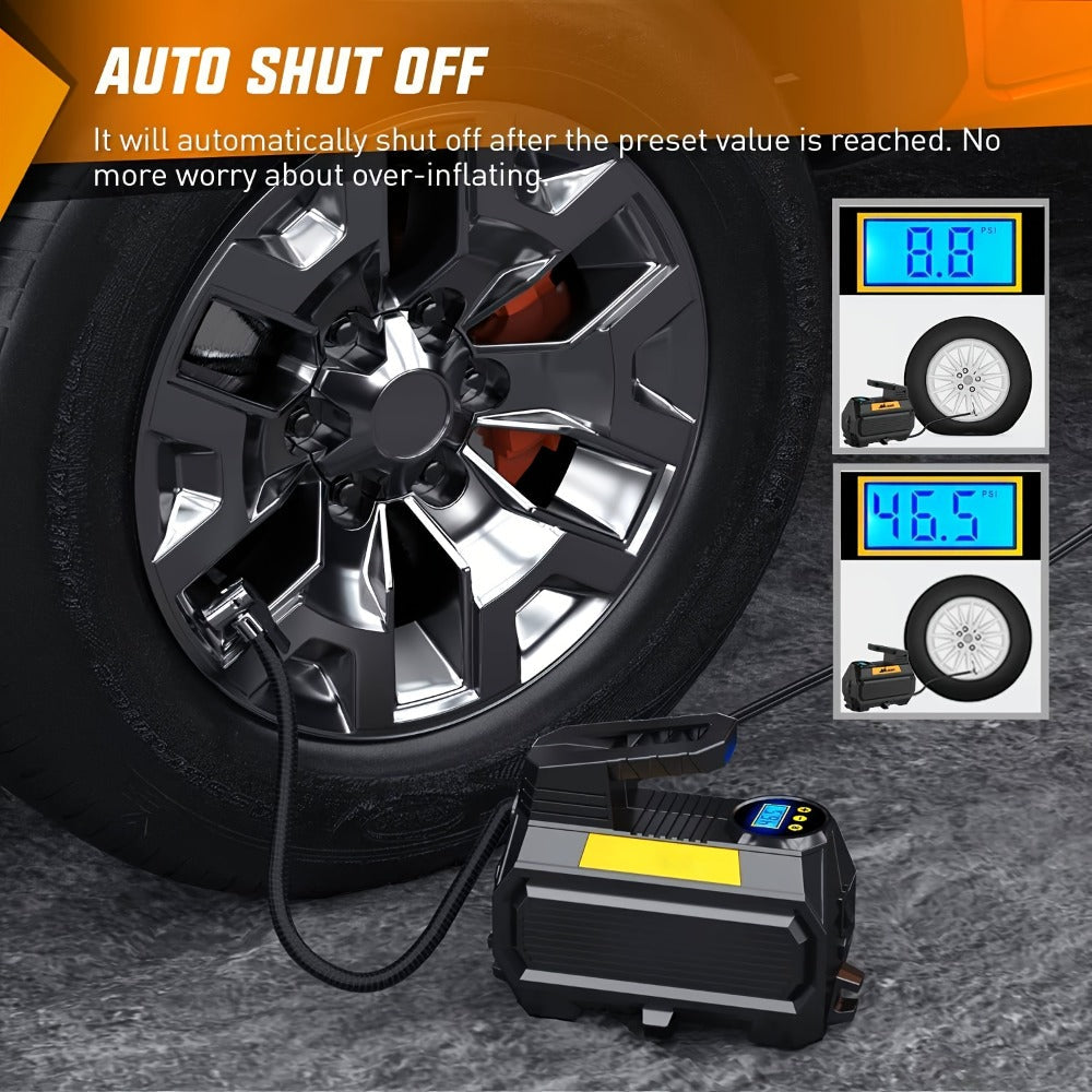 Portable Tire Inflator Air Compressor 12V DC 150PSI ¨C Auto Shut-Off Digital Pressure Gauge LED Light Air Pump for Car SUV ATV Bicycle Motorcycle Balls