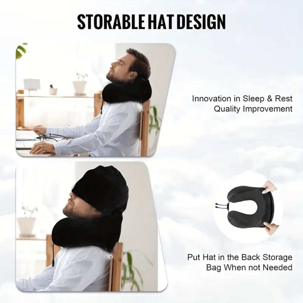 Travel Neck Pillow U-Shaped with Eye Mask Adjustable Portable Ergonomic Neck Support Soft Washable Cover for Airplane Car Home Office Napping Pink Blue Black Grey