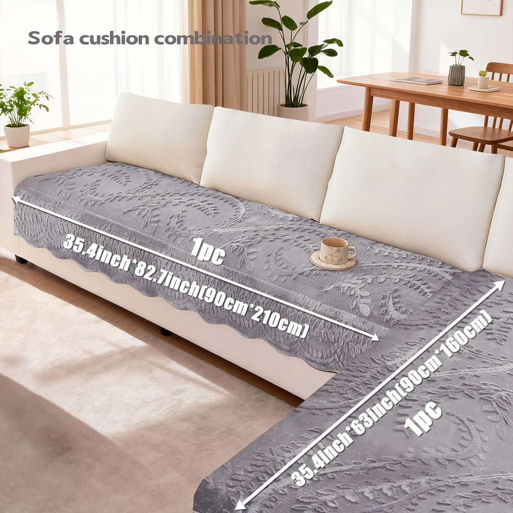 Faux Rabbit Fur Sofa Cover Thickened Quilted Plush Warm Non-Slip Machine Washable Pet Friendly Breathable Sofa Cushion for Living Room Bedroom Office - 2 3 Seater Large