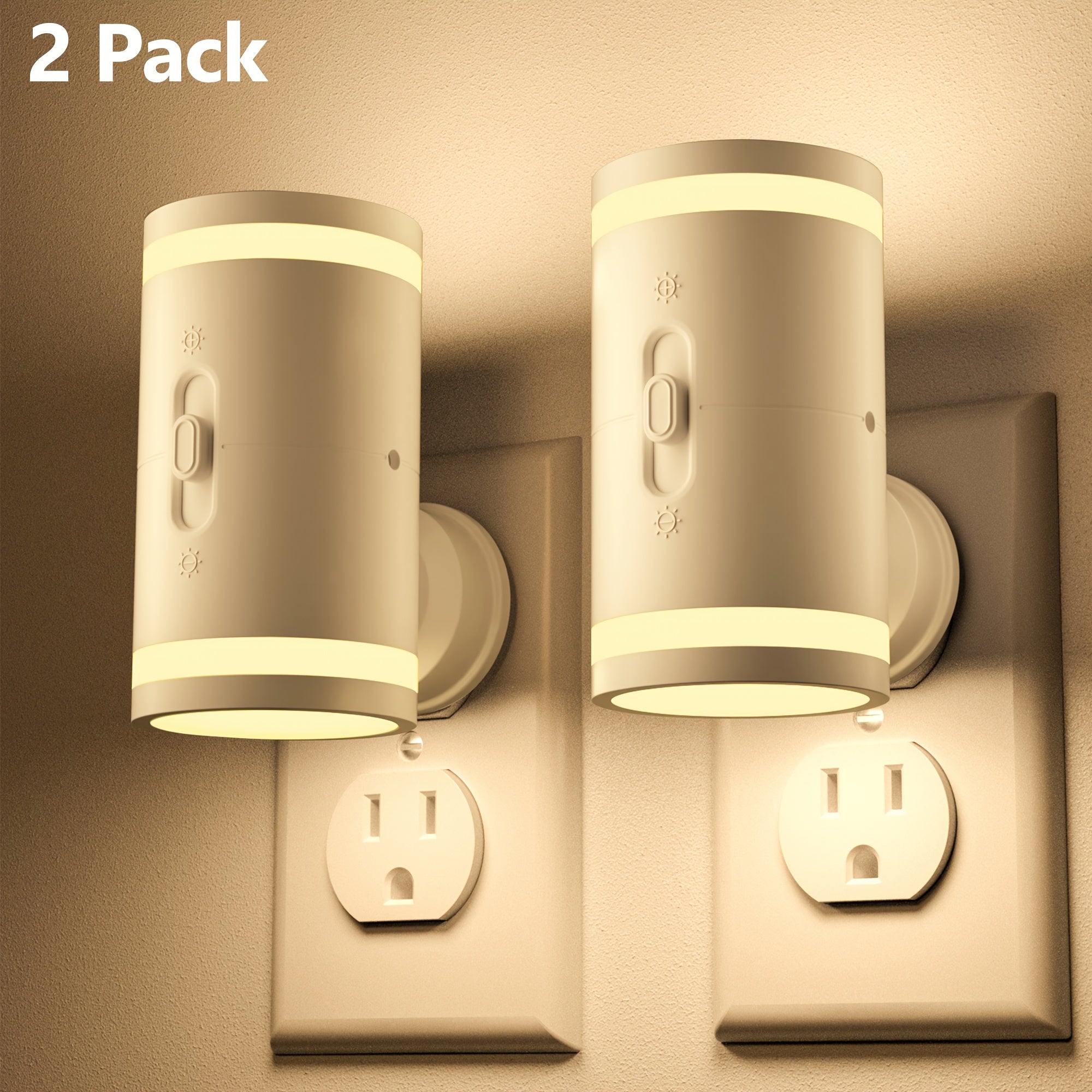 LED Night Light Plug In Dusk to Dawn Sensor ¨C 5-120LM Adjustable Brightness, 3 Color Temperatures, Modern Plug-In Night Lights for Hallway, Bedroom, Staircase, Bathroom & Toddler Room, 2 or 4 Pack
