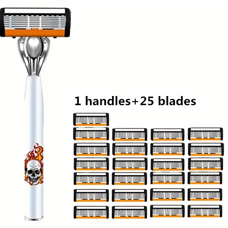 Men's Safety Razor with Replacement Blades - Anti-Slip Stainless Steel Handle Shaver for Beard & Sideburns, Classic Style Wet Shaving Razor, Multiple Blade Bundle Options