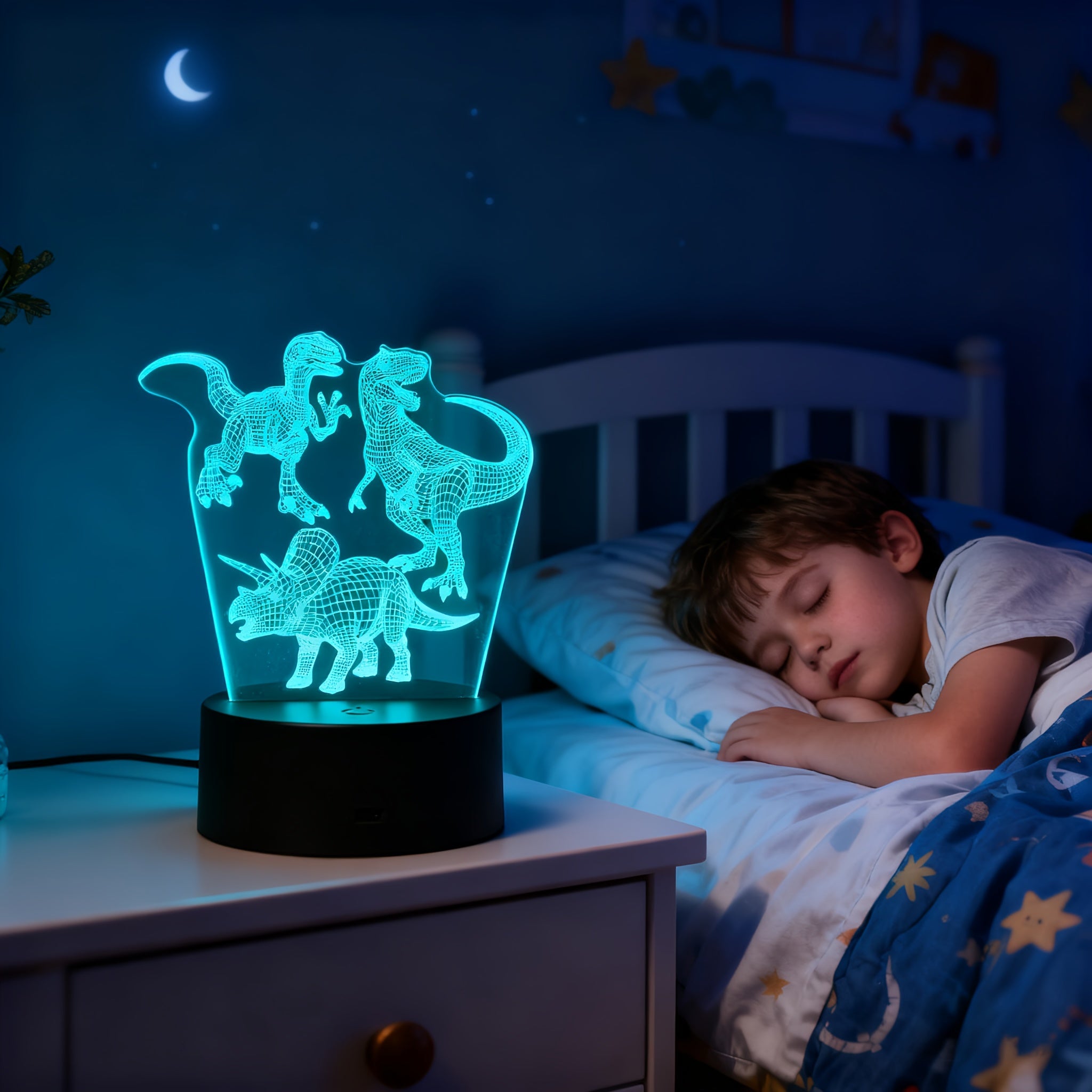 3D Holographic Dinosaur Night Lamp 16 Color Changing T-Rex LED Bedside Lamp Remote Touch Control Adjustable Brightness Kids Room Decor Gift Boys Girls Jurassic