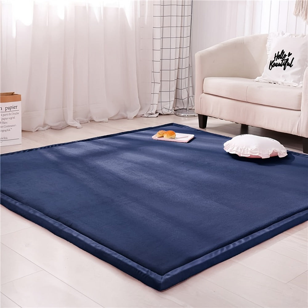 Tatami Floor Mat Thick Foam Padded Rug Coral Velvet Baby Play Mat Crawling Mat for Kids Nursery Playroom Living Room Yoga Mat Japanese Style Area Rug Non-Slip