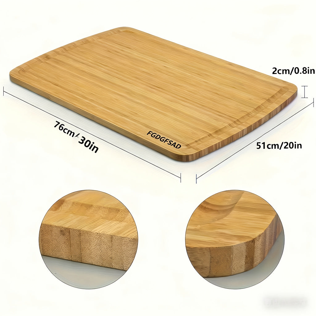 Large Bamboo Wood Cutting Board with Juice Groove Thick Butcher Block for Kitchen Cheese Charcuterie Food Prep Serving Board Multiple Sizes