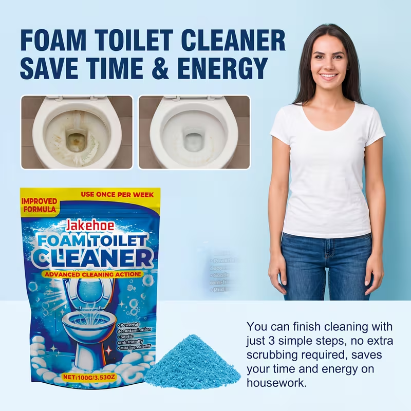 Toilet Cleaning Powder with Foam ¨C Odor Removal, Stain Dissolving & Pipe Unclogging Bathroom Cleaner