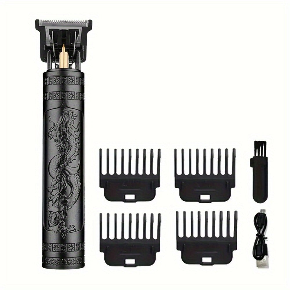 Men's Grooming Barber Haircut Set 2 & 3 Piece - Professional Hair Clipper USB Rechargeable T-Blade Trimmer Razor with 8 Limit Combs Complete Barbershop Kit for Men Boyfriend Father Birthday Gift Black
