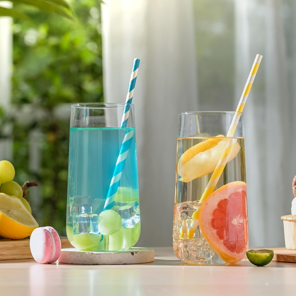Drinking Glasses Set of 6 ¨C 17.5oz Large Clear Crystal Glass Cups, Lightweight Glassware Set for Water, Juice, Iced Tea, Mojito, Cocktails, Kitchen & Bar Use, Holiday Entertaining