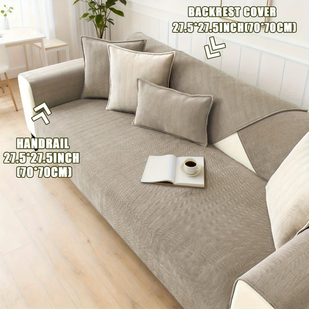Chenille Ribbed Sofa Cover - Pet Friendly Non-Slip Machine Washable Soft Stretch Slipcover for 1-4 Seater Sectional Sofa Living Room Bedroom Office, 9 Colors