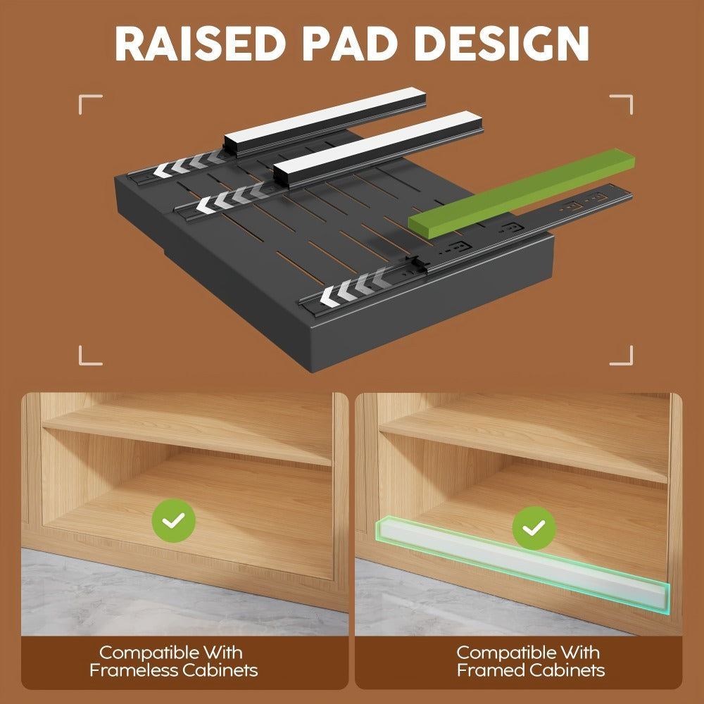 Pull Out Cabinet Organizer Expandable Slide-Out Drawer Shelf Heavy Duty Carbon Steel Silent Sliding Rust-Resistant Storage Rack for Kitchen Bathroom Pantry 12.6¡±-20.5¡± Wide