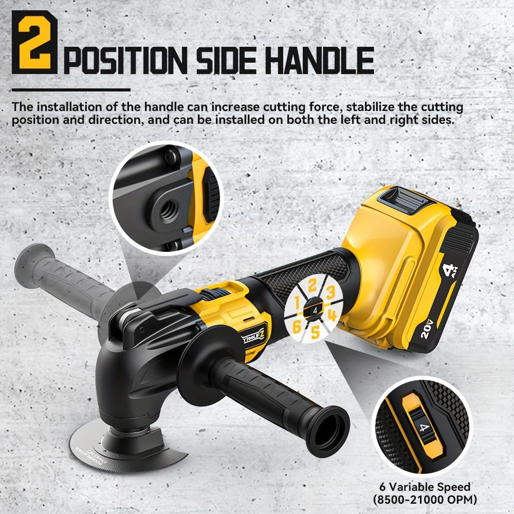 Oscillating Multi Tool Brushless Cordless Compatible with DeWalt 20V / 18V Battery ¨C 21000 OPM Variable Speed, 4.5¡ã Oscillating Angle, Anti-Vibration, Wood Cutting Blades & Sanding Pads (Battery Not Included)