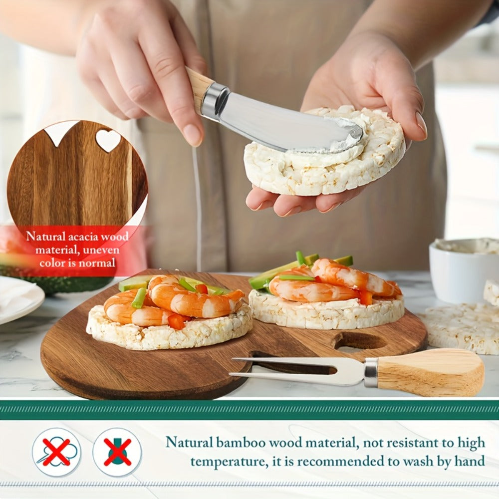 Mini Heart Charcuterie Board Set 6/12 Pack ¨C Wood Cheese Board with Knives Bridal Shower Favor Thank You Gift Box for Wedding Birthday Valentine Christmas Party Guest Bamboo Acacia