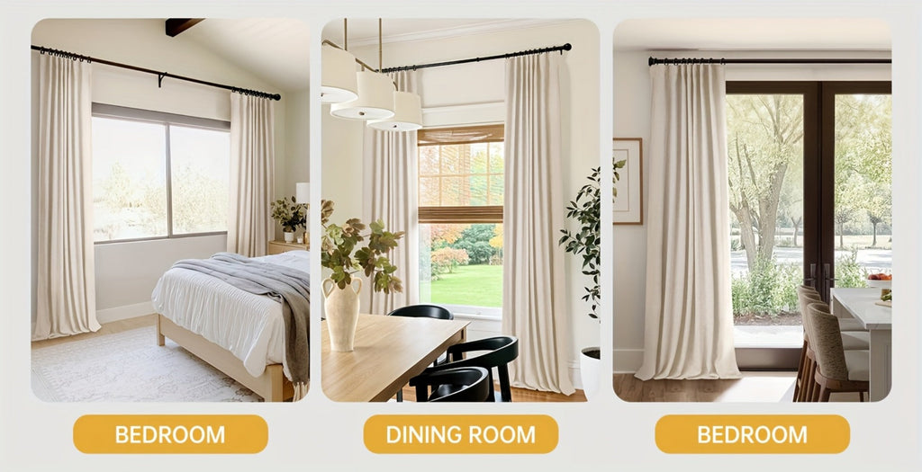 100% Blackout Curtains 4 Panels Faux Linen Textured Thermal Insulated Drapes - Room Darkening Window Curtains for Living Room Bedroom, Clip Rings & Rod Pocket, Energy Efficient Home Decor 50W x 84-120L