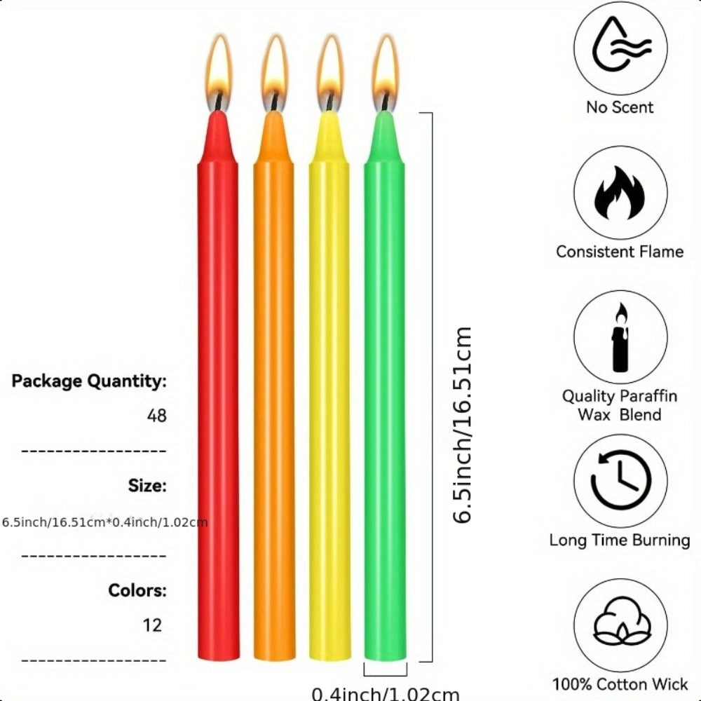 Colored Chime Candles Spell Candles Set Unscented Taper Candles 6.3in for Witchcraft Altar Ritual Meditation Prayer ¨C 12 Assorted Colors, Halloween Gothic Decor, Magic Candle Holder Compatible