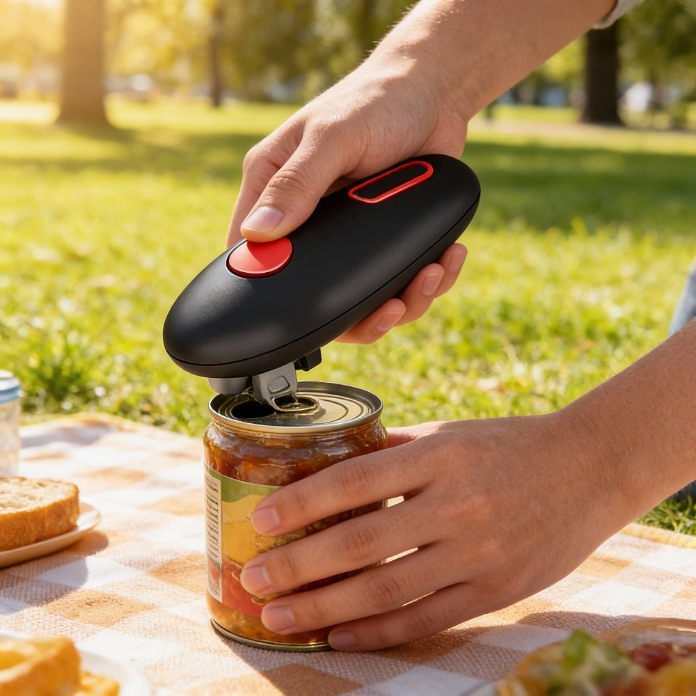 Electric Can Opener Automatic One Touch - Battery Powered Hands-Free Smooth Edge Safe Opener for Seniors Arthritis Weak Hands, Portable Kitchen Gadget for Home Camping RV, Great Gift Idea