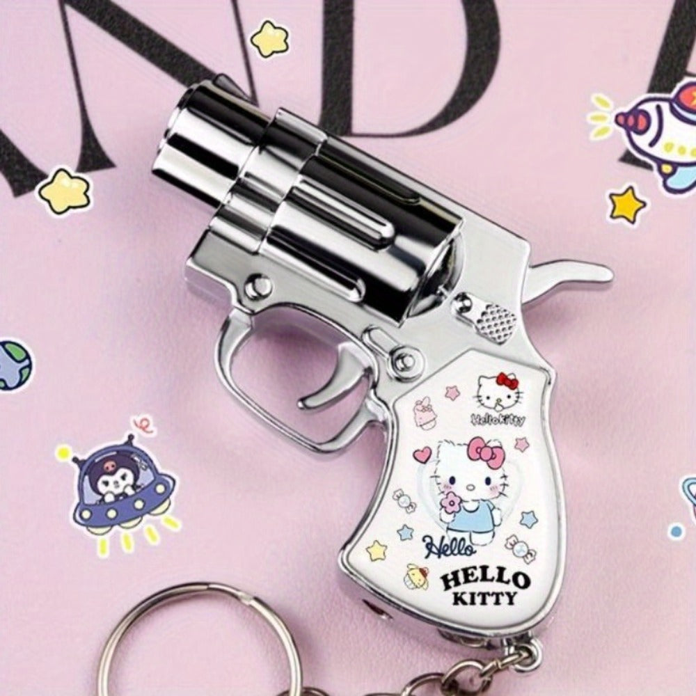 Cute Cartoon Lighter with Keychain ¨C Sanrio Hello Kitty & Kuromi Mini Windproof Flame Lighter, Portable Blue Fire Lighter for Cigarettes, Creative Kawaii Gift Idea, No Battery Required (Butane Not Included)