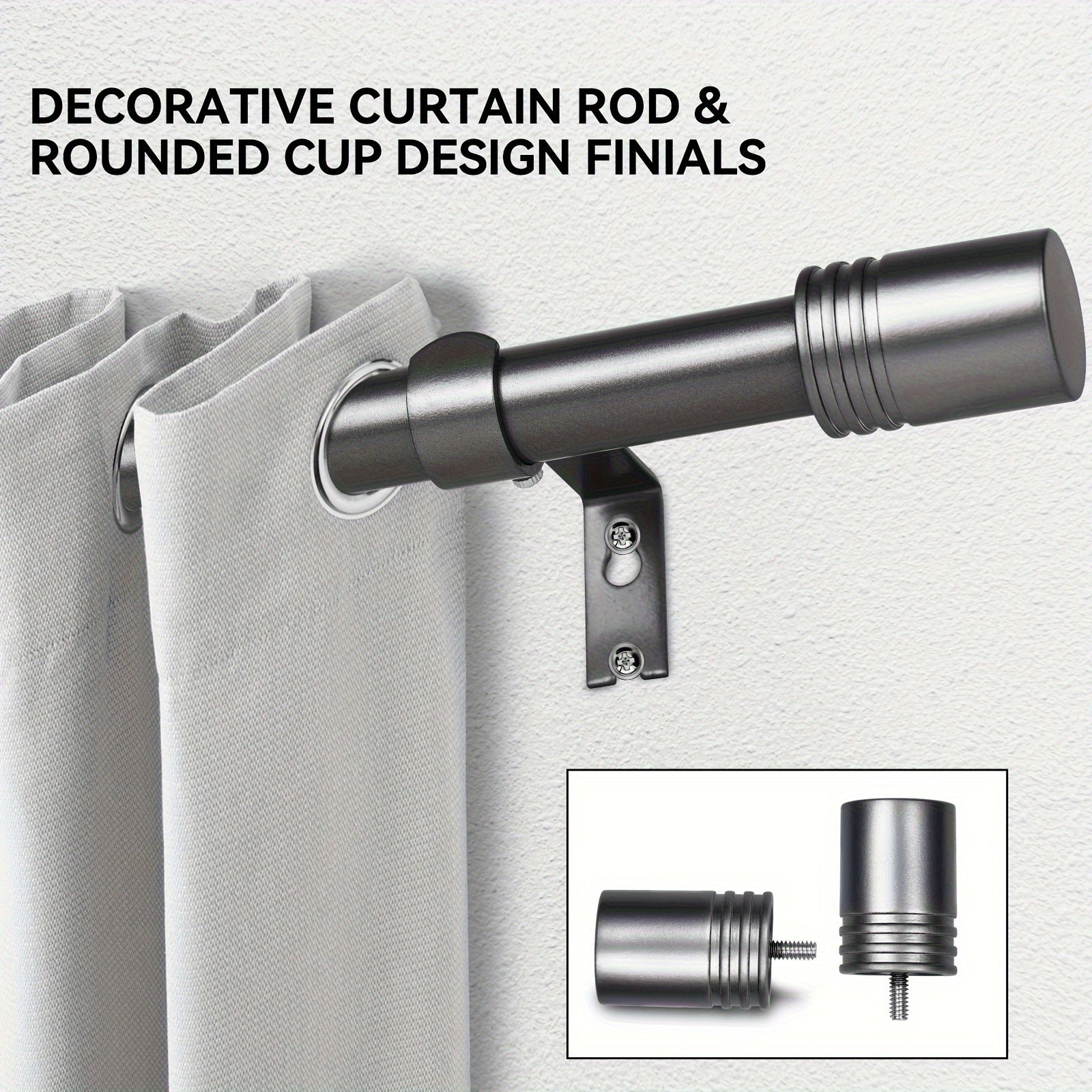 Adjustable Curtain Rods for Windows 1 Inch Diameter ¨C Modern Decorative Drapery Rod with End Finials, 18¡±-45¡± to 36¡±-120¡± | Black, Brushed Nickel & Gold Finish