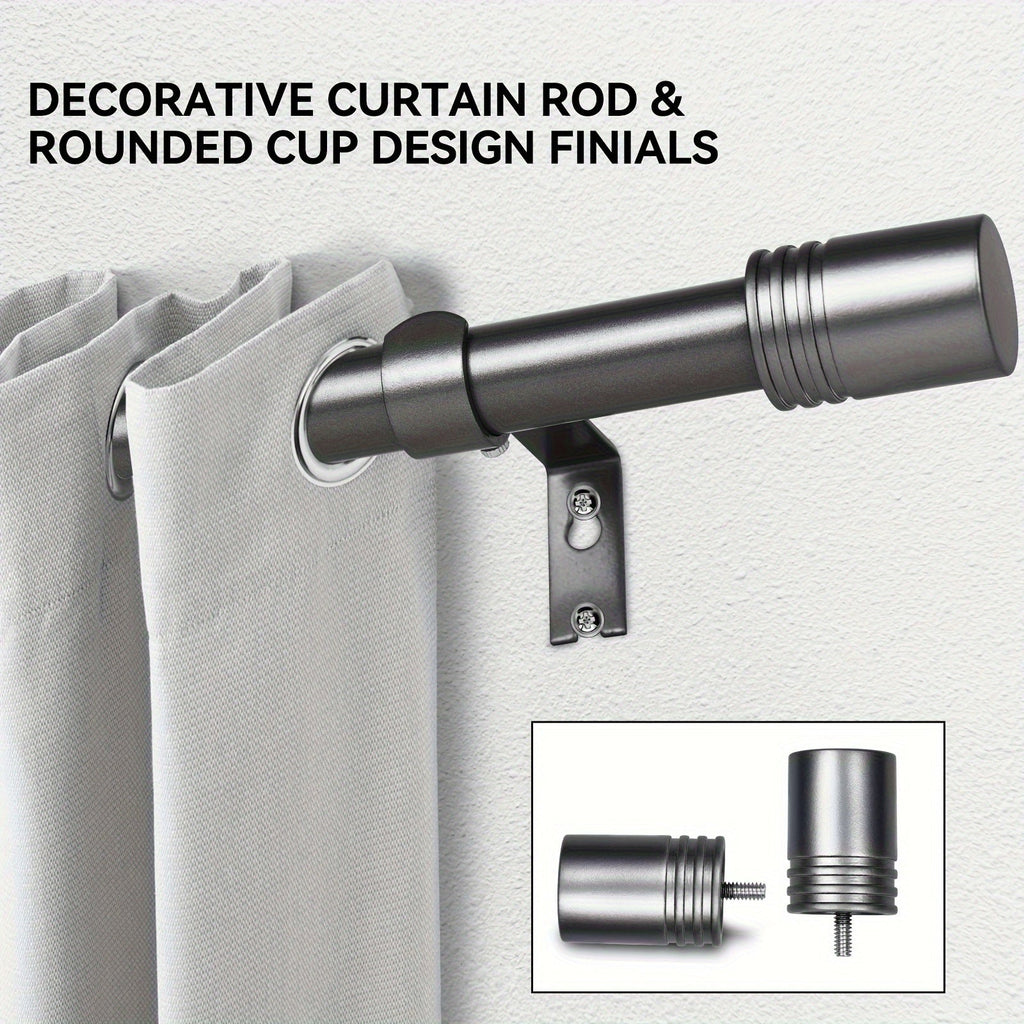 Adjustable Curtain Rods for Windows 1 Inch Diameter ¨C Modern Decorative Drapery Rod with End Finials, 18¡±-45¡± to 36¡±-120¡± | Black, Brushed Nickel & Gold Finish