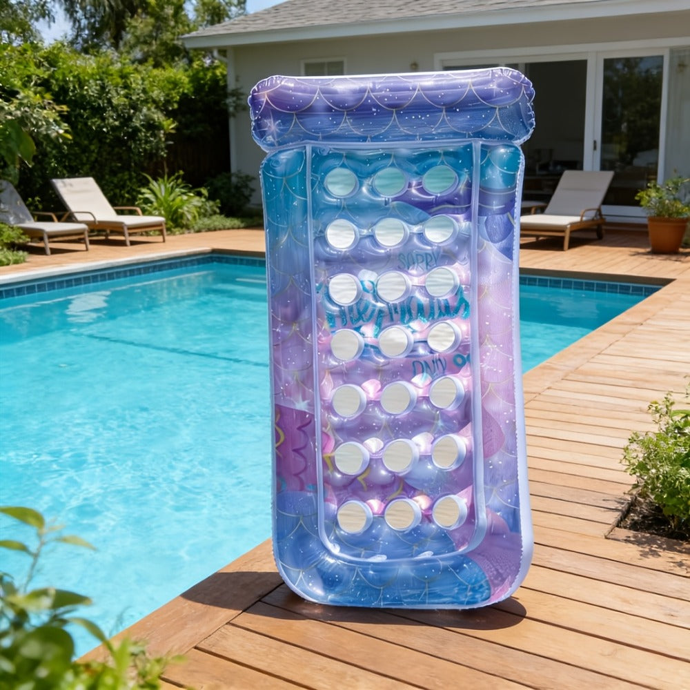 Inflatable Pool Float Sequin Gradient, Rectangular PVC Floating Bed with Ventilation Holes & Flash Gradient Colors, Buoyancy Water Lounge for Indoor Outdoor Pool Beach Lake