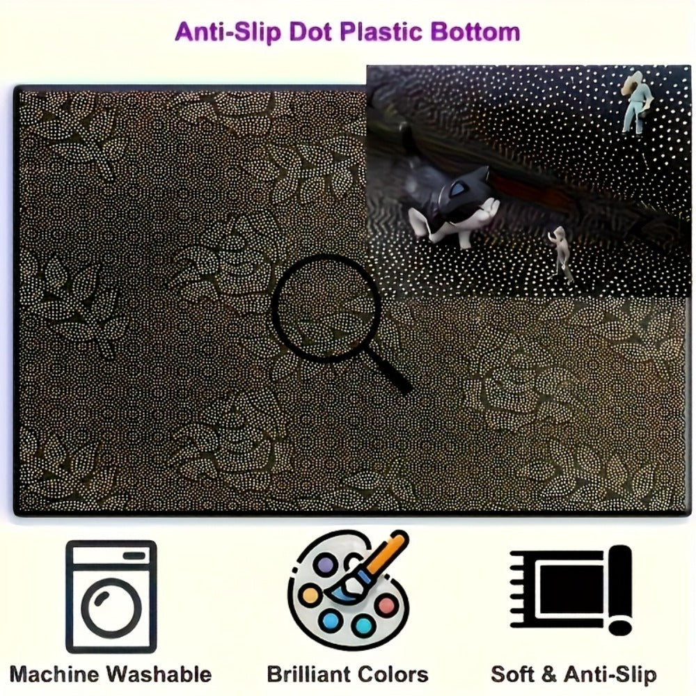 Bohemian Persian Velvet Area Rug Non-Slip Machine Washable ¨C Vintage Floral Paisley Pattern 1000g/m2 100% Polyester Carpet for Living Room & Bedroom ¨C 6 Sizes, High-Traffic Durable