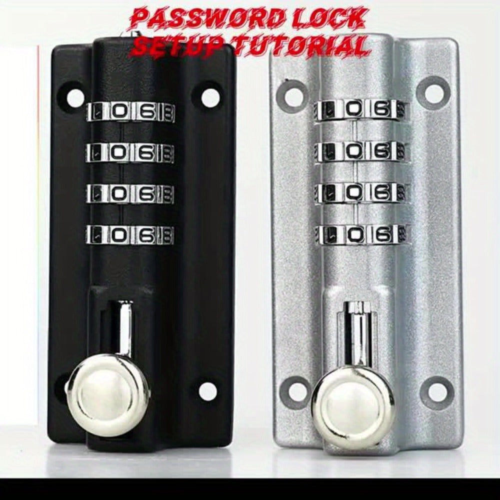 Combination Bolt Lock 4-Digit Heavy Duty Zinc Alloy Sliding Security Lock ¨C Keyless Door Bolt with Screwdriver Set for Shed Gate Fence & Outdoor Doors, Black