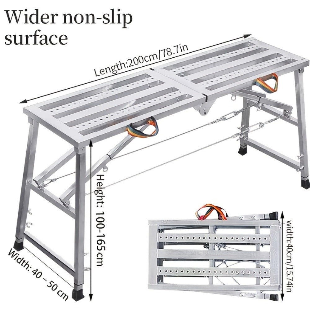 Folding Scaffold Step Stool Adjustable Height 39-79¡± Portable Steel Work Platform 1300 lb Capacity for Home Renovation Painting Car Washing RV Cleaning