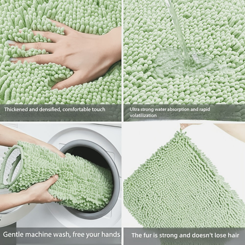 Chenille Bath Mat Non-Slip Super Absorbent Oval Bathroom Rug Soft Plush Carpet for Bathroom Kitchen Bedroom Entryway Indoor Outdoor Pet Dog Mat Machine Washable Multi-Color Multi-Size