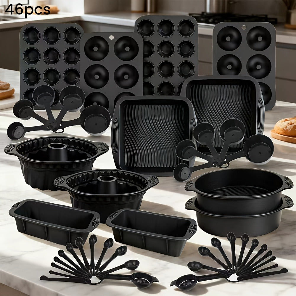 Baking Pan Set Nonstick Carbon Steel Cookie Sheets Roasting Pans Round Cake Muffin Pizza Bread Pans Kitchen Bakeware Set 4 11 23 46 Piece