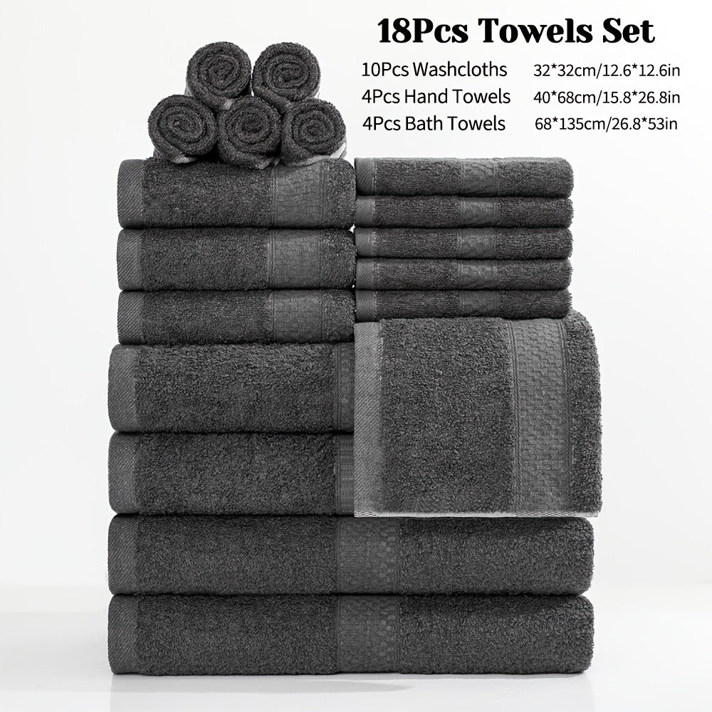 Bath Towel Set 450GSM Soft Absorbent - 12 16 18 Piece Cotton Blended Solid Color Bathroom Towels Set for Bath Hand Face | Hotel Spa Quality | Travel Shower Home | Multiple Colors & Sizes Available