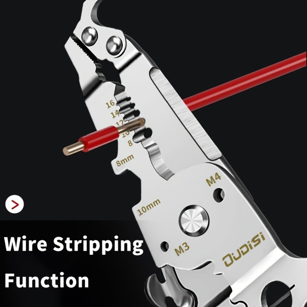 Folding Wire Stripper Multifunctional Pliers Crimping Cutter Tool for Electrician Cable DIY Electronic Maintenance Compact Portable Anti-Slip Spring Clip Car Toolbox Hand Tool