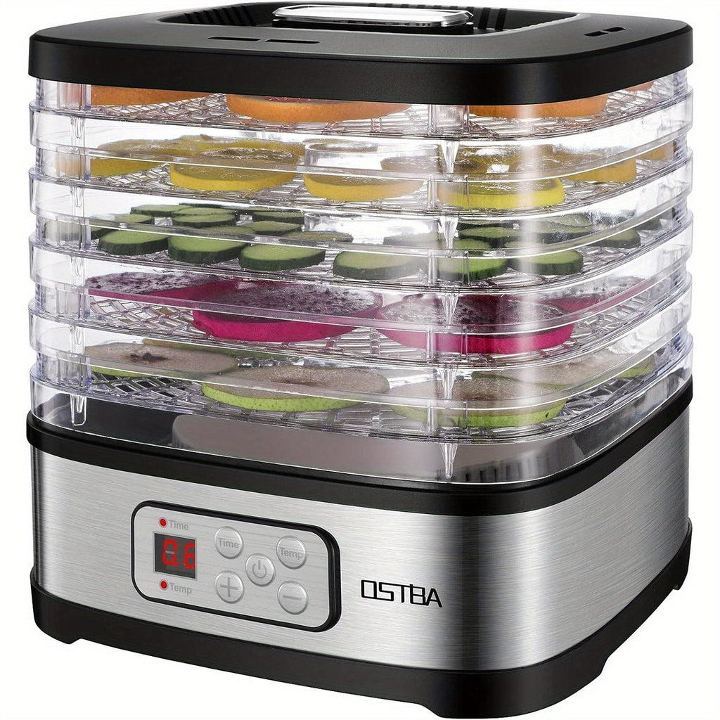 Food Dehydrator Machine 5-Tray with Adjustable Temperature Control and 72-Hour Timer - Electric Food Dryer for Jerky Fruit Herbs Dog Treats Snacks, 240W LED Display Dehydrator with Recipe Book Included
