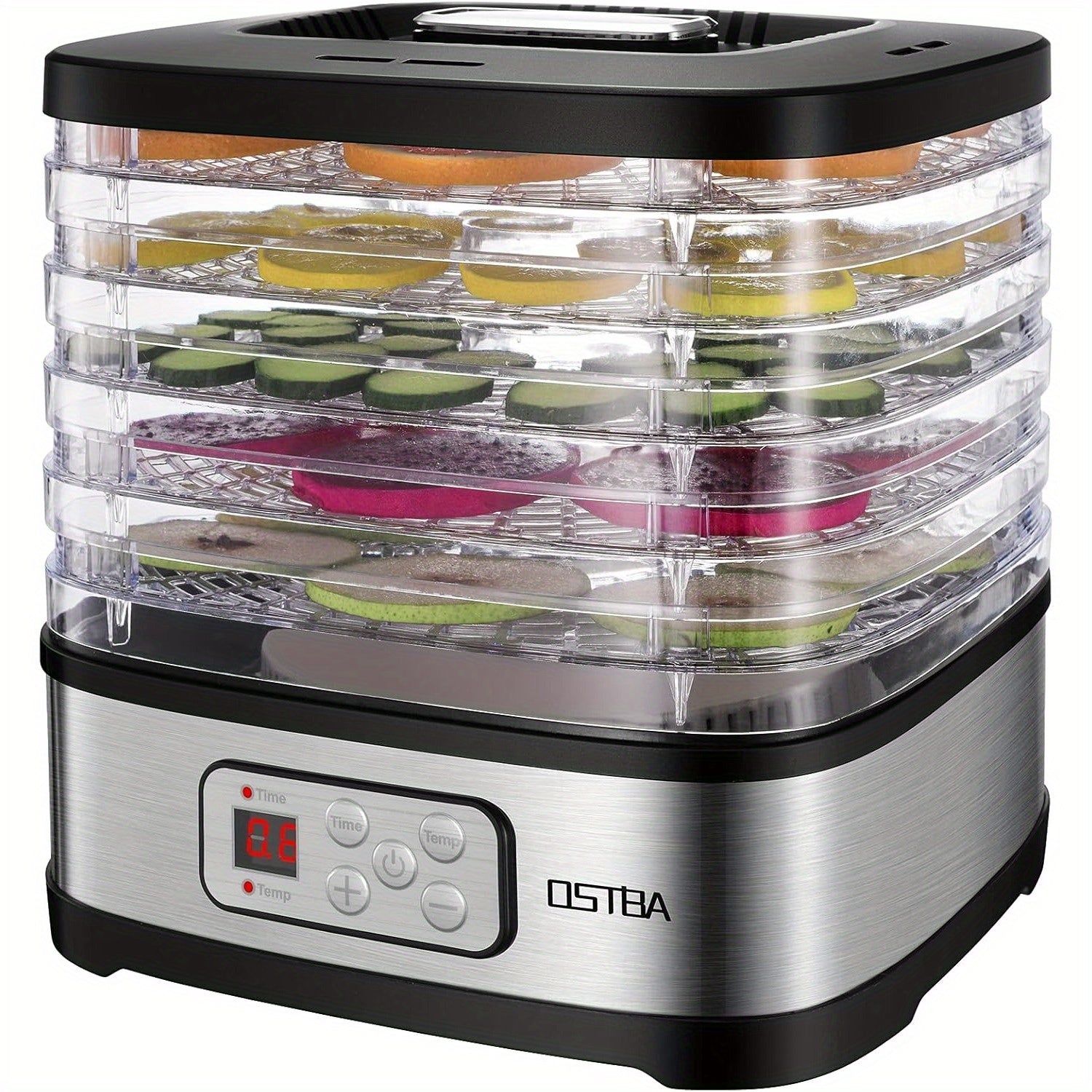 Food Dehydrator Machine 5-Tray with Adjustable Temperature Control and 72-Hour Timer - Electric Food Dryer for Jerky Fruit Herbs Dog Treats Snacks, 240W LED Display Dehydrator with Recipe Book Included