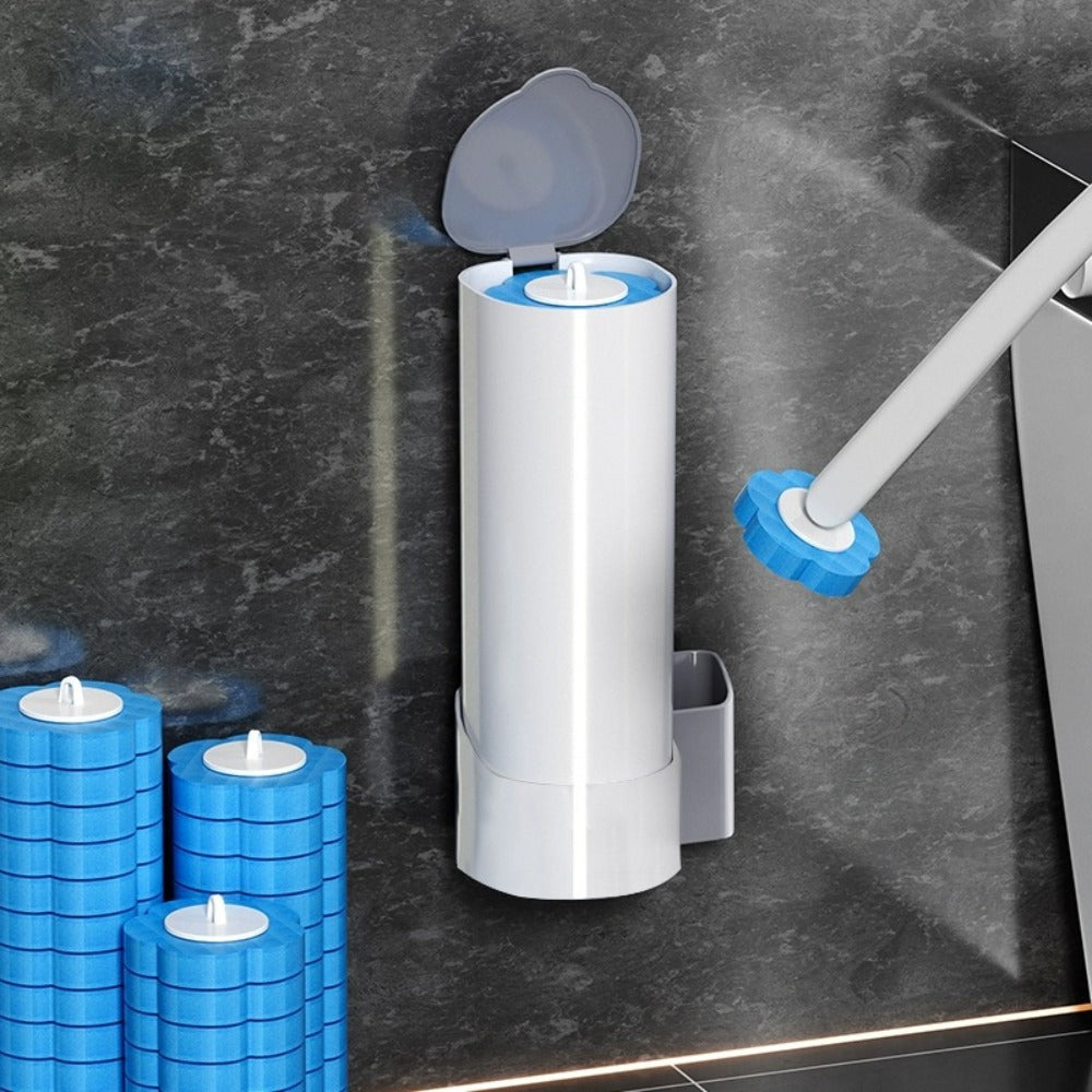 Disposable Toilet Brush Set with Replacement Brush Heads Wall Mounted or Floor Standing Bathroom Cleaning Brush Kit Hygienic No-Touch Design 19 25 31 37 49 Piece Set or Heads Only Options