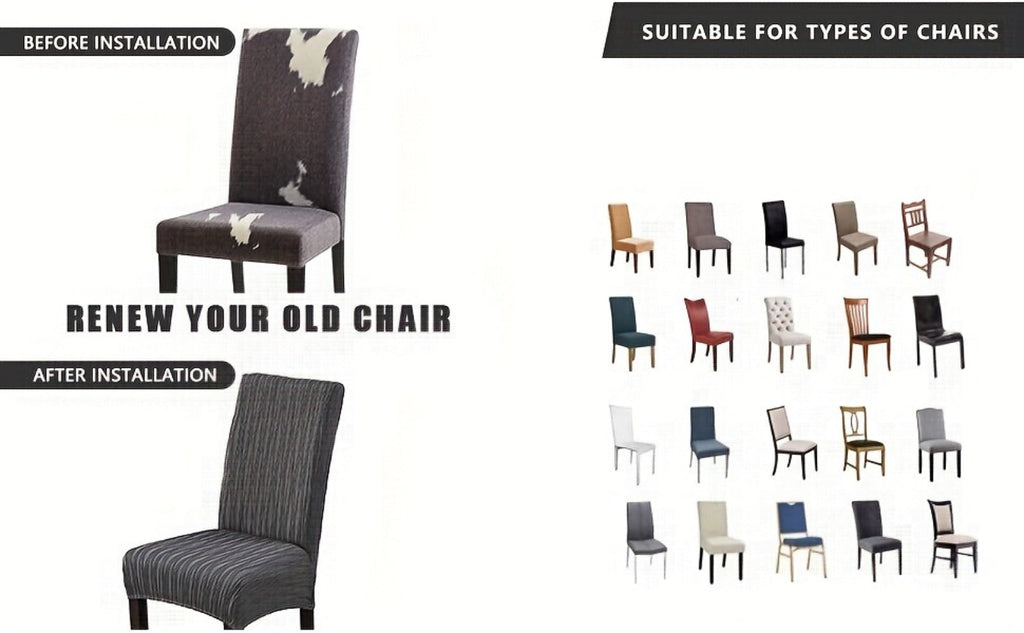 Dining Chair Covers Stretch Slipcovers Set of 4 or 6, Stain Resistant Removable Washable Chair Protector for Home Kitchen Restaurant Wedding, Spandex Jacquard Fabric, 7 Colors Available