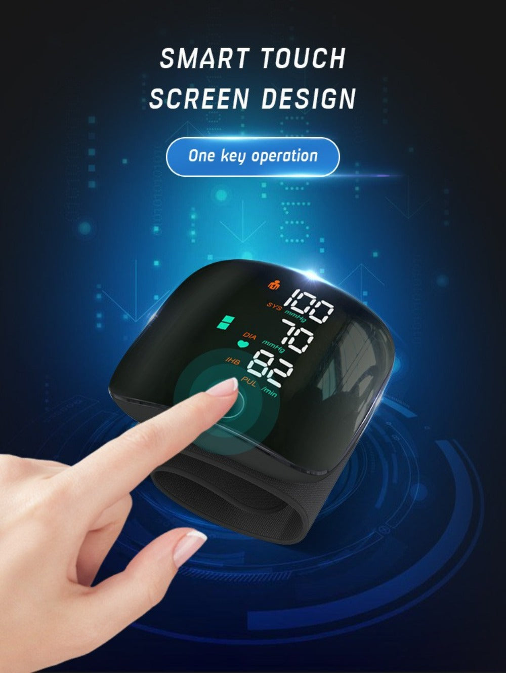 Wrist Blood Pressure Monitor with Large LCD Display ¨C Portable Digital BP Machine with Adjustable Cuff, Pulse Rate Detection & One-Button Operation for Home Use