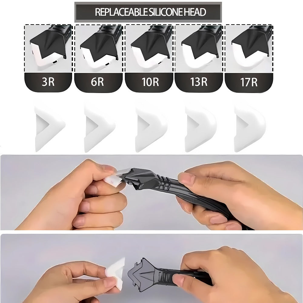 Grout Removal Tool Set 6-in-1 with 5 Replaceable Stainless Steel Blades ¨C Multi-Function Tile Grout Scraper, Putty Knife & Caulk Gun for Kitchen, Bathroom, Floor & Window Renovation