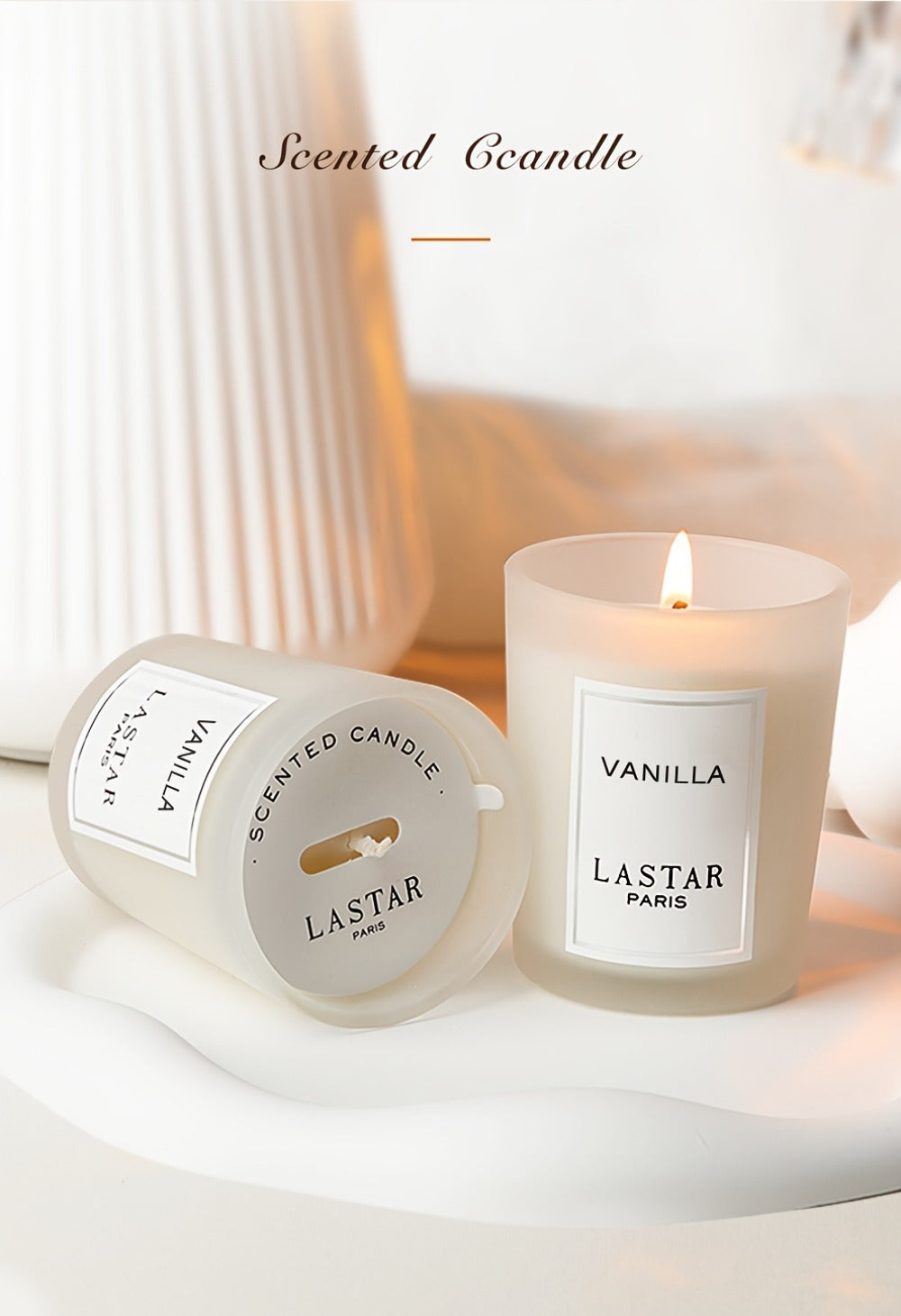Vanilla Scented Soy Wax Candle in Frosted Glass Jar 70g - Single Wick Smokeless Clean Burn 8-12 Hour for Bedroom Living Room Ambiance Relaxation Valentine's Day Gift Home Decor