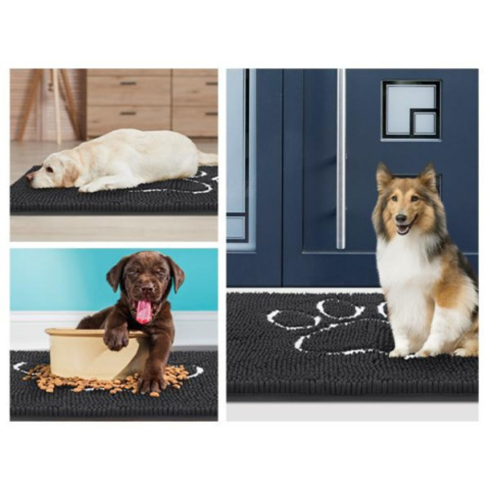 Chenille Doormat Absorbent Non-Slip Washable Indoor Outdoor Mat - Soft Shaggy Entryway Rug for Muddy Paws, Pets & Dogs | Machine Washable Front Door Mat in 18 Colors & 5 Sizes | Anti-Slip Rubber Backing