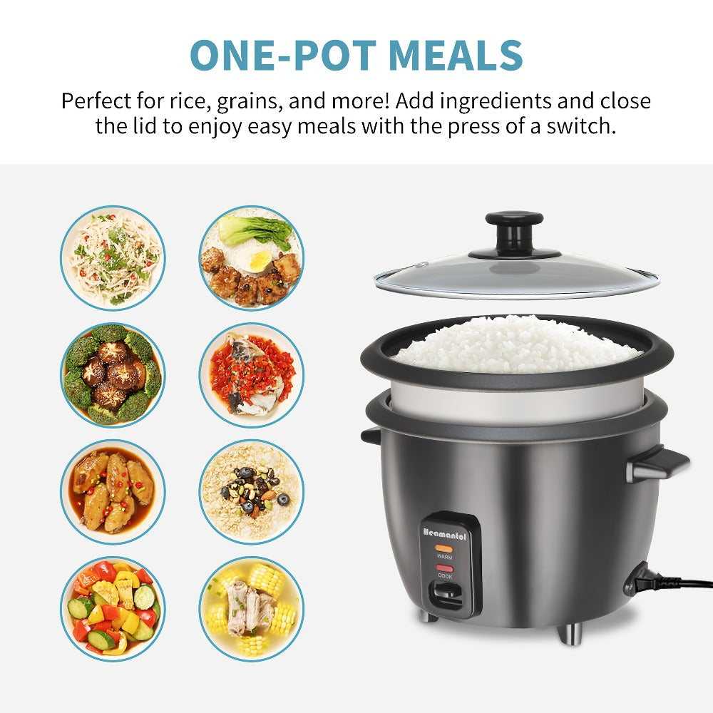 Rice Cooker & Yogurt Maker 1.5Qt ¨C 6-Cup Non-Stick Electric Rice Cooker with Auto Keep Warm, One-Touch, Stainless Steel Liner, Steamer for Rice, Oatmeal, Soup & Yogurt