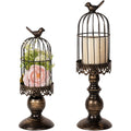 Birdcage Candle Holders Set of 2, Vintage Metal Candlestick Holders with Polished Finish ¡ª Wedding Table Centerpieces, Home Decor & Christmas Decoration | Black & White