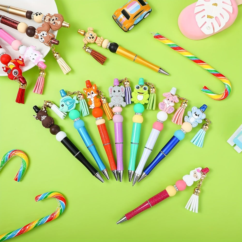 Beadable Pens Bulk 40/60pcs, DIY Bead Ballpoint Pens with Black Ink Shaft, Assorted Random Colors for DIY Crafts, School Office Teachers Bridal Shower Graduation Gifts