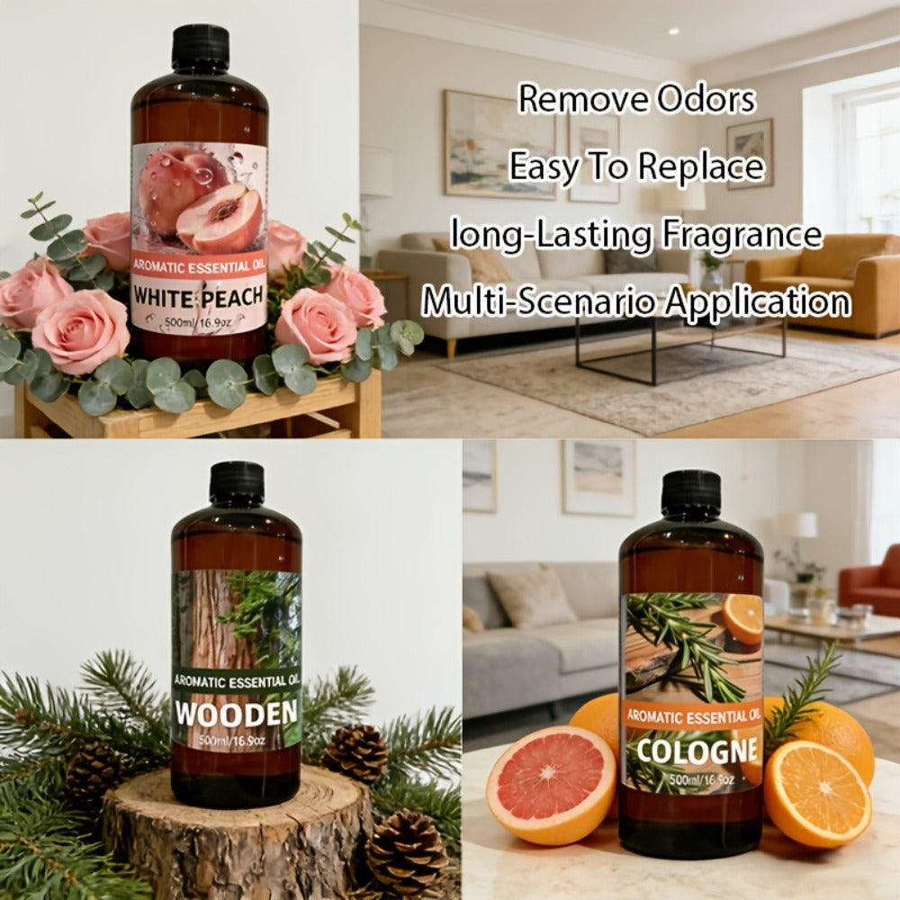 Premium Aromatic Oil Rose White Peach Ocean Sandalwood Woody Cologne Long-Lasting Fragrance for Diffuser Air Purifier Bedroom Living Room Car Odor Eliminator